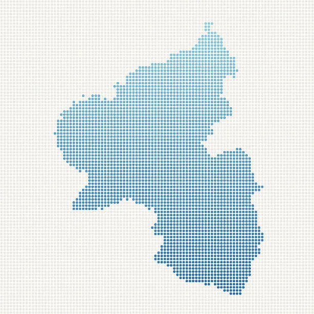 Vector illustration of Rhineland-Palatinate Map Blue Dot Pattern