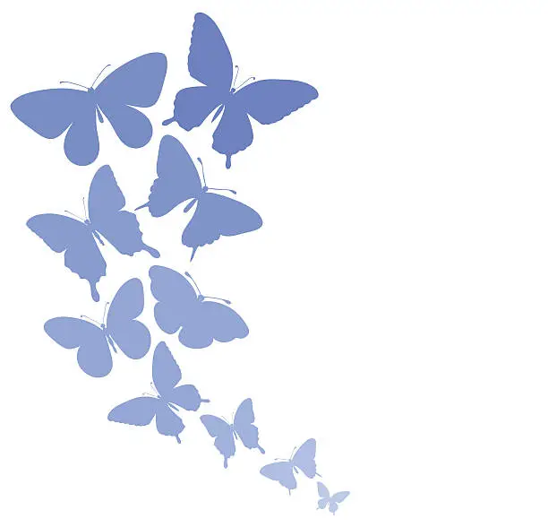 Vector illustration of background with a border of butterflies flying.