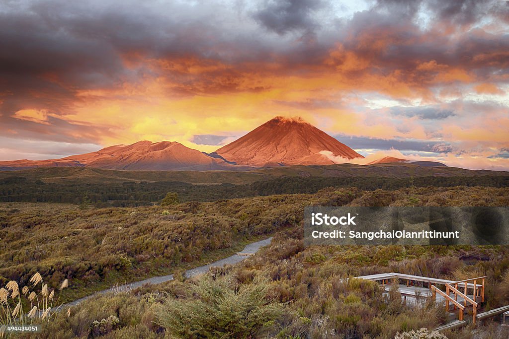 Sunset at Mt.Ngauruho, New Zealand Sunset at Mt Ngauruho, New Zealand Tongariro National Park Stock Photo