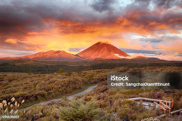 Sunset At Mtngauruho New Zealand Stock Photo - Download Image Now - Tongariro National Park, Mt Ngauruhoe, North Island New Zealand