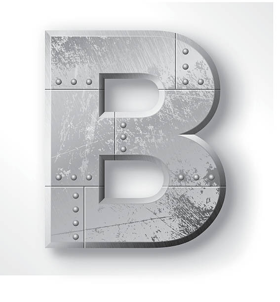 Metal Letter B Distressed Metal letter "B". Elements are layered and labeled. Rivets, seams and textures are on separate layers and can be hidden if you prefer a clean, shiny brushed metal look. Download includes an XXXL JPEG version (16 in. x 16 in. at 300 dpi). screw industry bolt nut stock illustrations