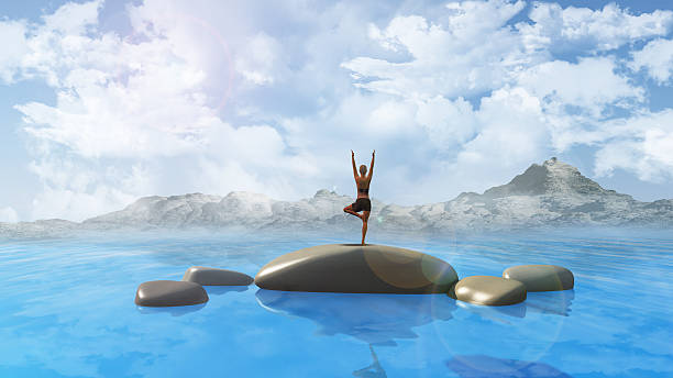 istock Female yoga position in ocean 494434697