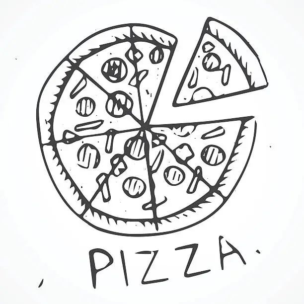 Vector illustration of Hand drawn pizza