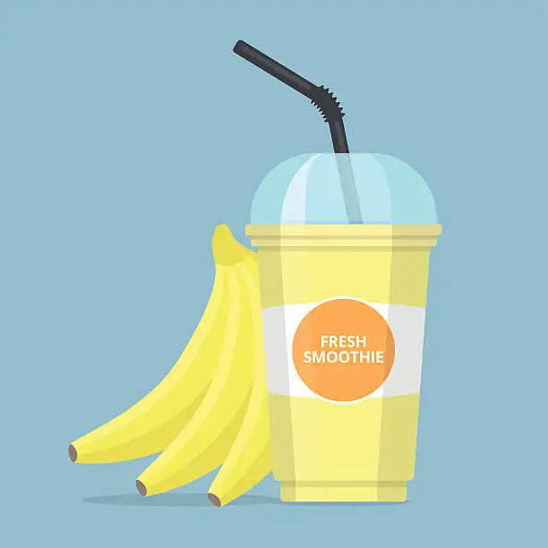 Vector illustration of Fresh Banana Smoothie Cup