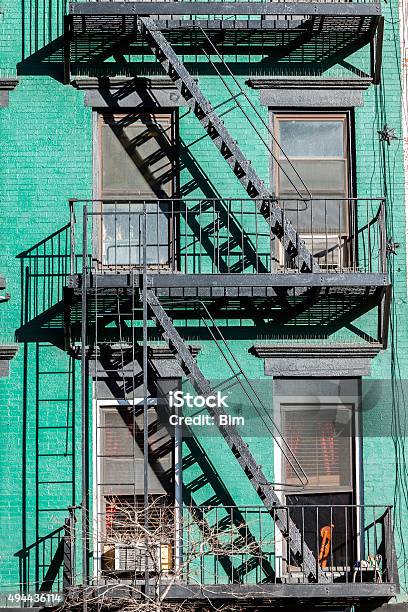 Green House With Fire Escape Midtown Manhattan New York Stock Photo - Download Image Now