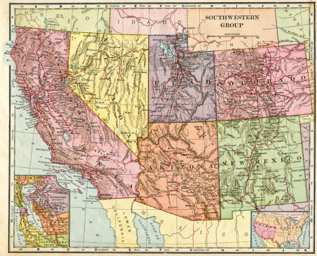 Map of the Southwest United States from 1896.