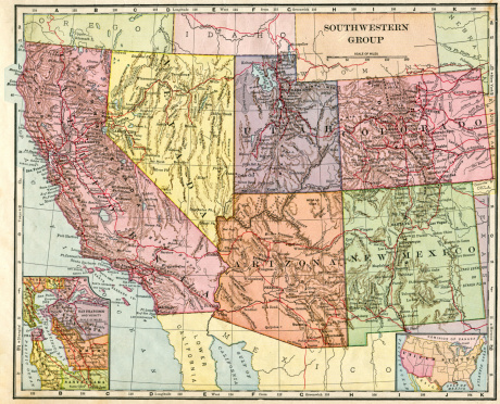 A closeup shot of the vintage 1891 map of New Jersey