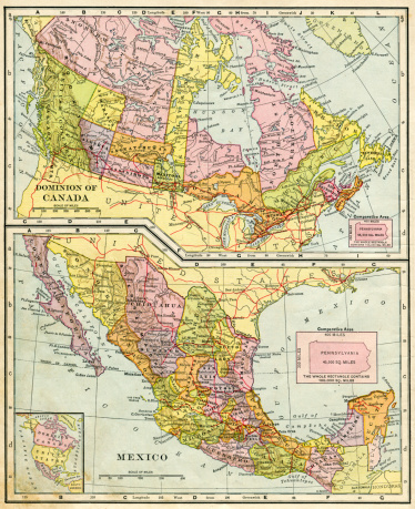 Map of Canada and Mexico from 1896.