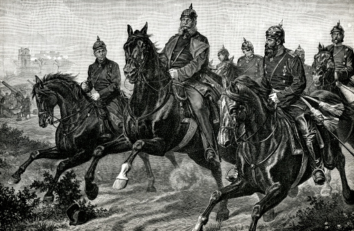 Engraving from 1882 showing Emperor William I and his Paladines.