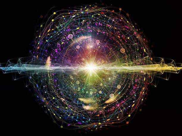 Energy of Atom Elementary Particles series. Interplay of abstract fractal forms on the subject of nuclear physics, science and graphic design. quantum stock pictures, royalty-free photos & images