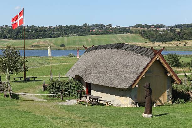 viking casa em hobro, dinamarca - nautical vessel wood sailing ship repairing - fotografias e filmes do acervo