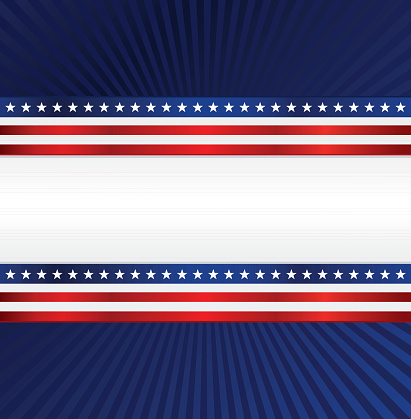 Patriotic or Fourth of July background with stars, stripes. Copy space.