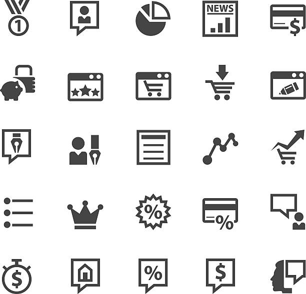 set of business concept icons - data network security information medium symbol stock illustrations