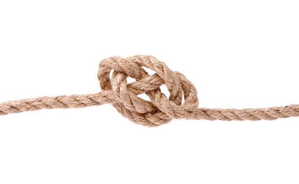 liny z węzeł - tied knot rope reef knot isolated zdjęcia i obrazy z banku zdjęć