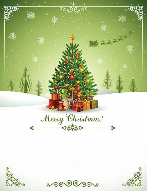 Vector illustration of Christmas Tree Card