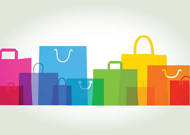 Shopping bags - Gift bags Colourful overlapping silhouettes of shopping bags. EPS10, CS5 version in zip shopping bag illustrations stock illustrations