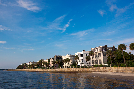 Historic homes line the Charleston waterfront in south Carolina.