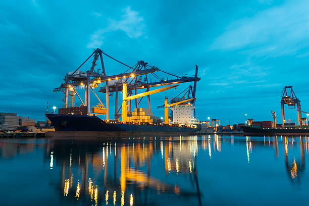 istock Container ship in asia port while load the job. 494445538