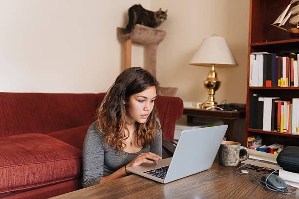 istock Young Woman Studies On Computer at Home for Higher Education 494446994