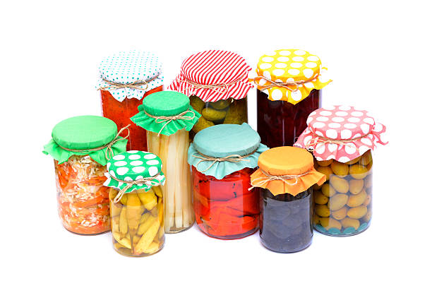 istock Glass jars full of preserved vegetables 494447442