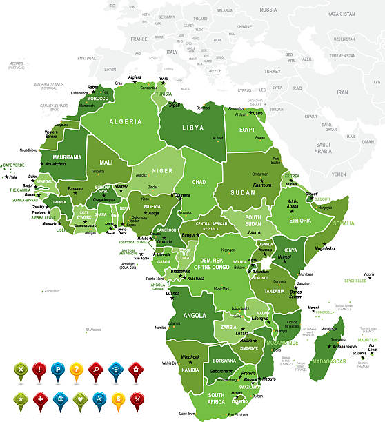 mapa afryki - somali republic stock illustrations