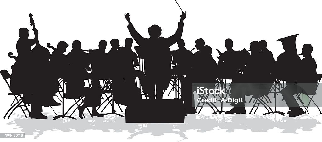 Symphonic Orchestra Silhouette A vector silhouette illustration of an orchestra rehearsing Orchestra stock vector