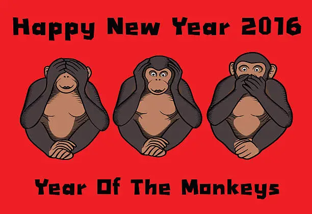 Vector illustration of 2016, Year of the monkeys