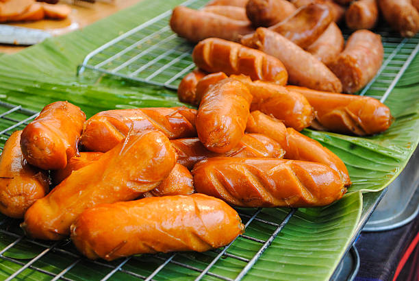 istock Grilled sausages, delicious meals 494465480