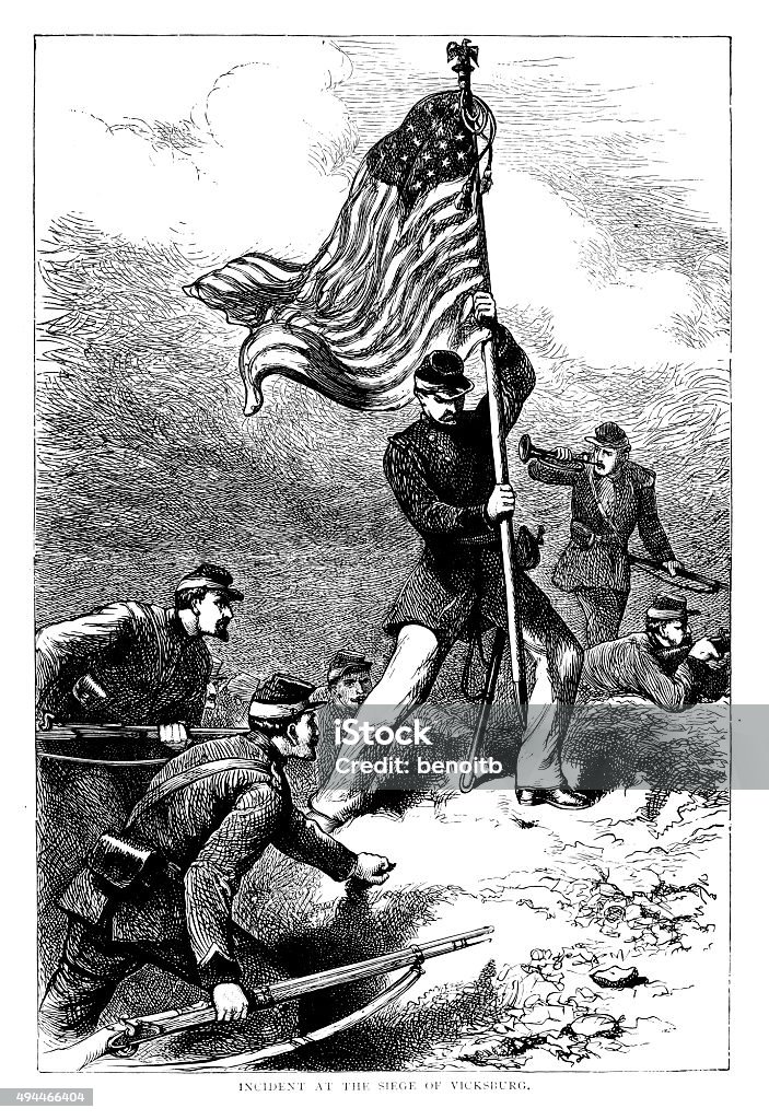 Incident at the siege of Vicksburg Incident at the siege of Vicksburg  American Flag stock illustration
