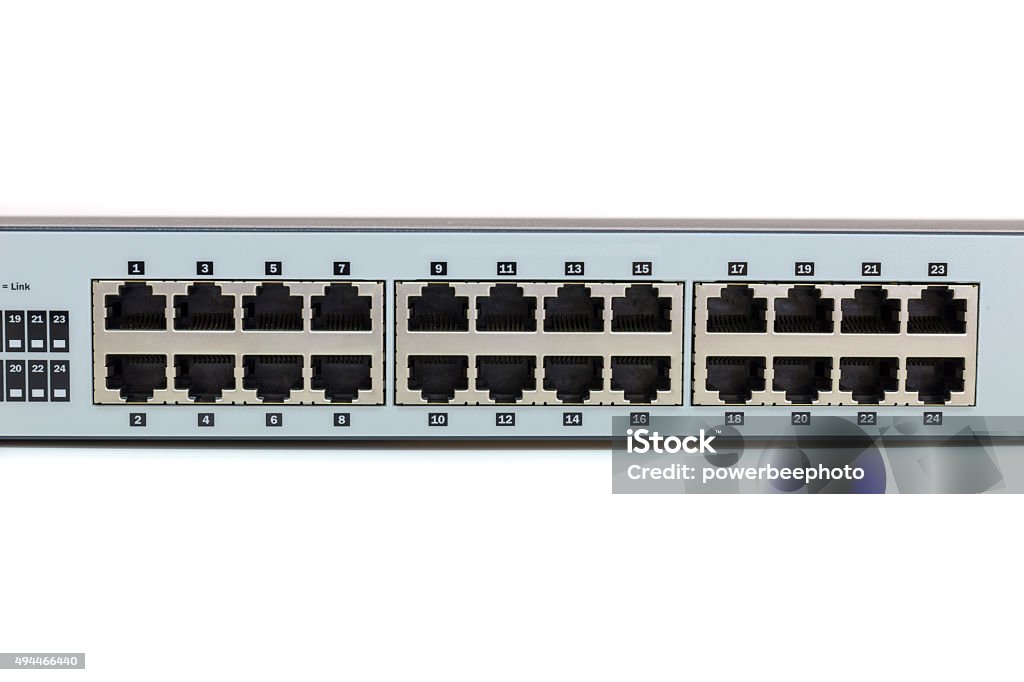 Network switch mount port for connect network on white background 2015 Stock Photo