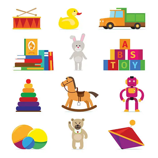 Vector illustration of Kids toys set