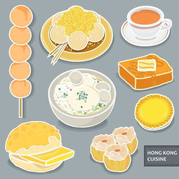 illustrazioni stock, clip art, cartoni animati e icone di tendenza di dessert di hong kong - fish cakes immagine