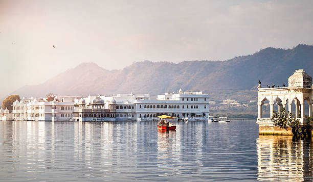 Lake Pichola hotel palace stock photo