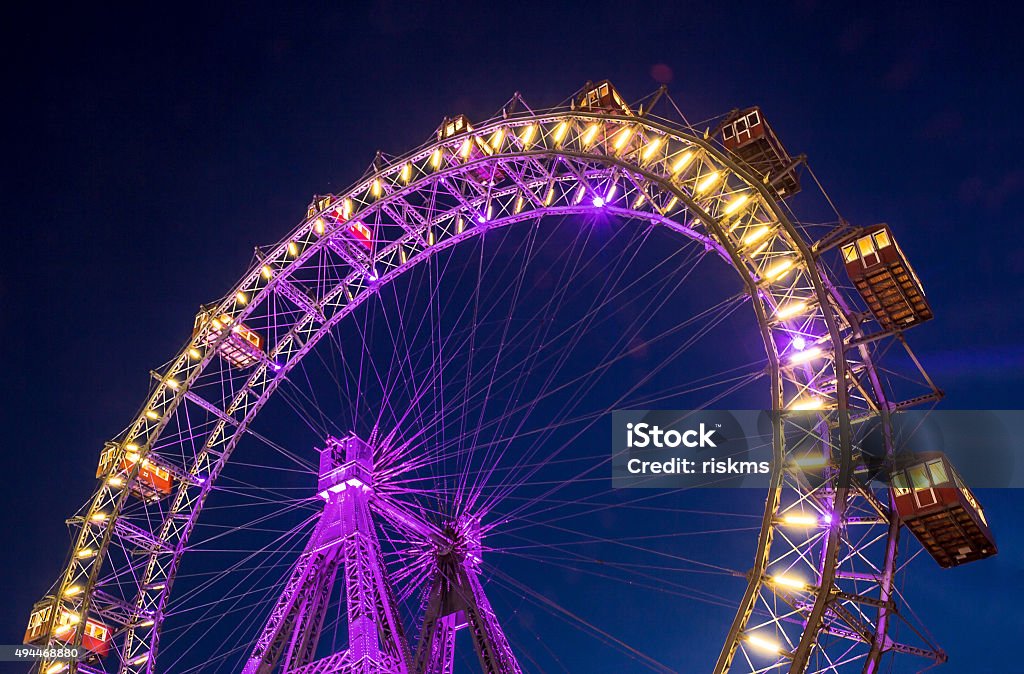 Ferris Wheel - Vienna Ferris Wheel Ferris Wheel - Amusement Park Ride, Wiener Riesenrad in Prater, Vienna, Austria Vienna - Austria Stock Photo