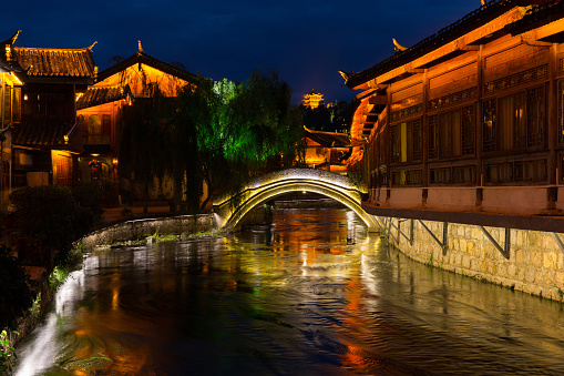 Lijiang old town in evening - world heritage site