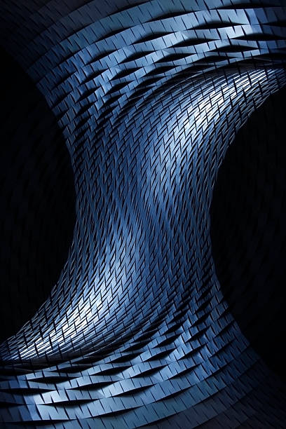 istock Flexible metal object with scaly surface in blue color 494470752