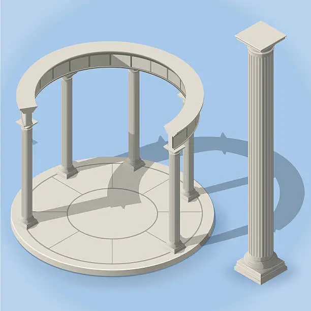 Vector illustration of isometric ancient rotunda monopteros