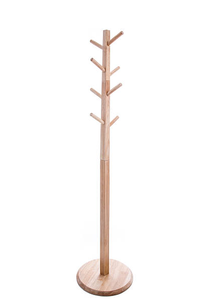 istock Brown color wooden coat rack isolated on white background 494471476