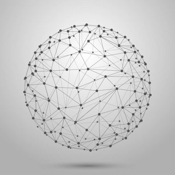 Wireframe 3D mesh polygonal vector sphere Wireframe 3D mesh polygonal vector sphere. Network line, design sphere, dot and structure illustration h2o model stock illustrations