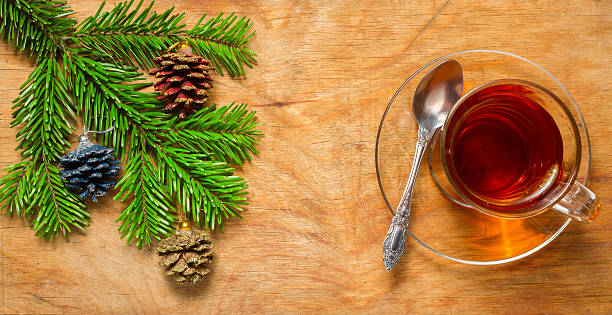 istock Glass Cup of tea on an old rustic table with 494471962