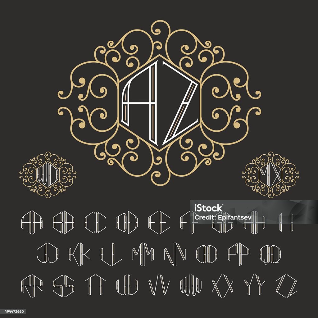Two Color Monograms Two Letters Monogram Template Stock Illustration - Download Image Now ...