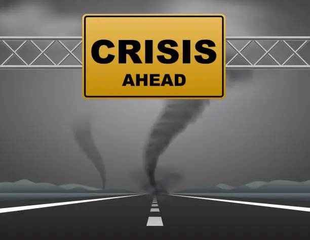 Vector illustration of Crisis ahead