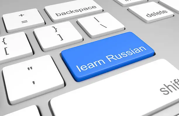 Photo of Learn Russian key on computer keyboard for online language classes