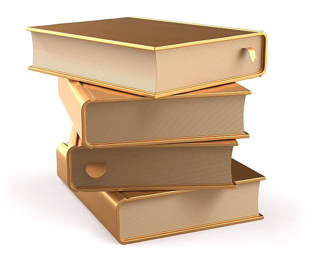 istock Book stack of books gold covers golden yellow textbooks 494473724