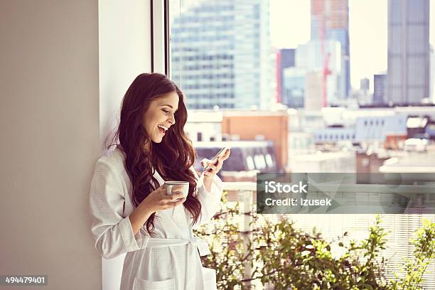 Woman In The Morning Stock Photo - Download Image Now - High Society, Penthouse, Apartment
