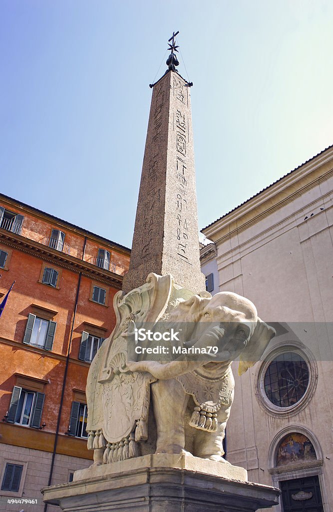 Piazza della Minerva, elephant statue by Bernini, Rome. Italy Piazza della Minerva, elephant statue by Bernini and egyptian obelisk in front of Santa Maria sopra Minerva, Rome. Italy Elephant Stock Photo