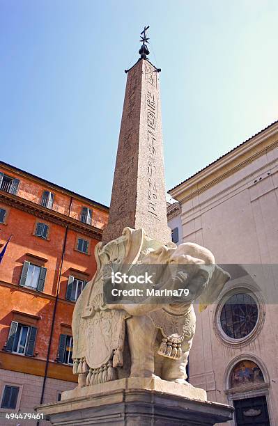 Piazza Della Minerva Elephant Statue By Bernini Rome Italy Stock Photo - Download Image Now