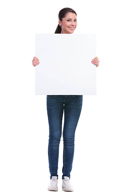 istock casual woman holds pannel 494479641