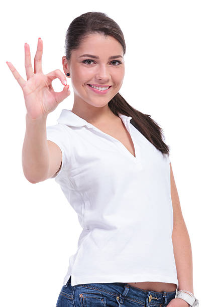 istock casual woman ok sign 494479681