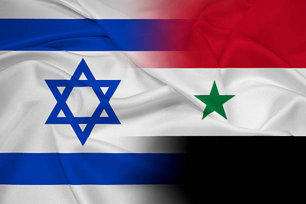 istock Waving Israel and Syria Flag 494481095